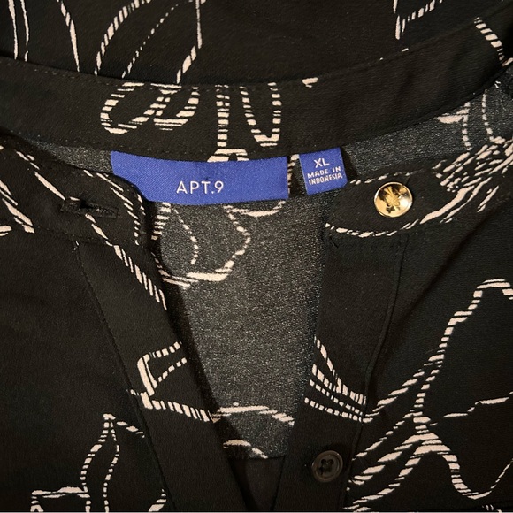 Apt. 9 Black & White Floral Pattern Button-Down Dress - Size XL - Picture 14 of 16